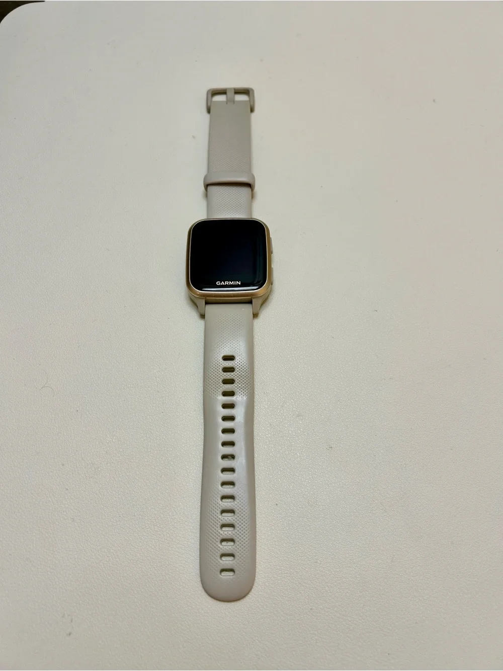 Garmin Venu Sq - Rose Gold Bezel with Light Sand/Beige Strap